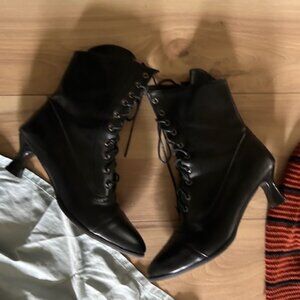 size 40 euro black granny boots shoes heels victorian goth look whimsigoth 9